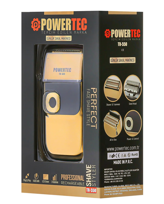 Powertec Tr-550 Şarjlı Günlük Sakal Sinekkaydı Tıraş Hassas Düzeltici Döner Başlık