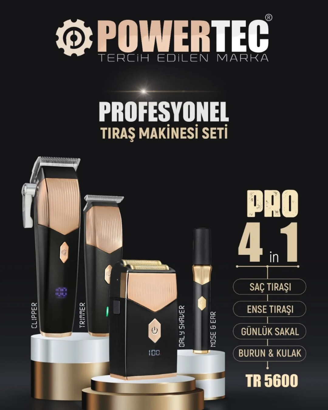 TR-5600 Pro 4in1 Set Saç-Sakal&Ense&Vücut-Günlük Sakal-Burun&Kulak